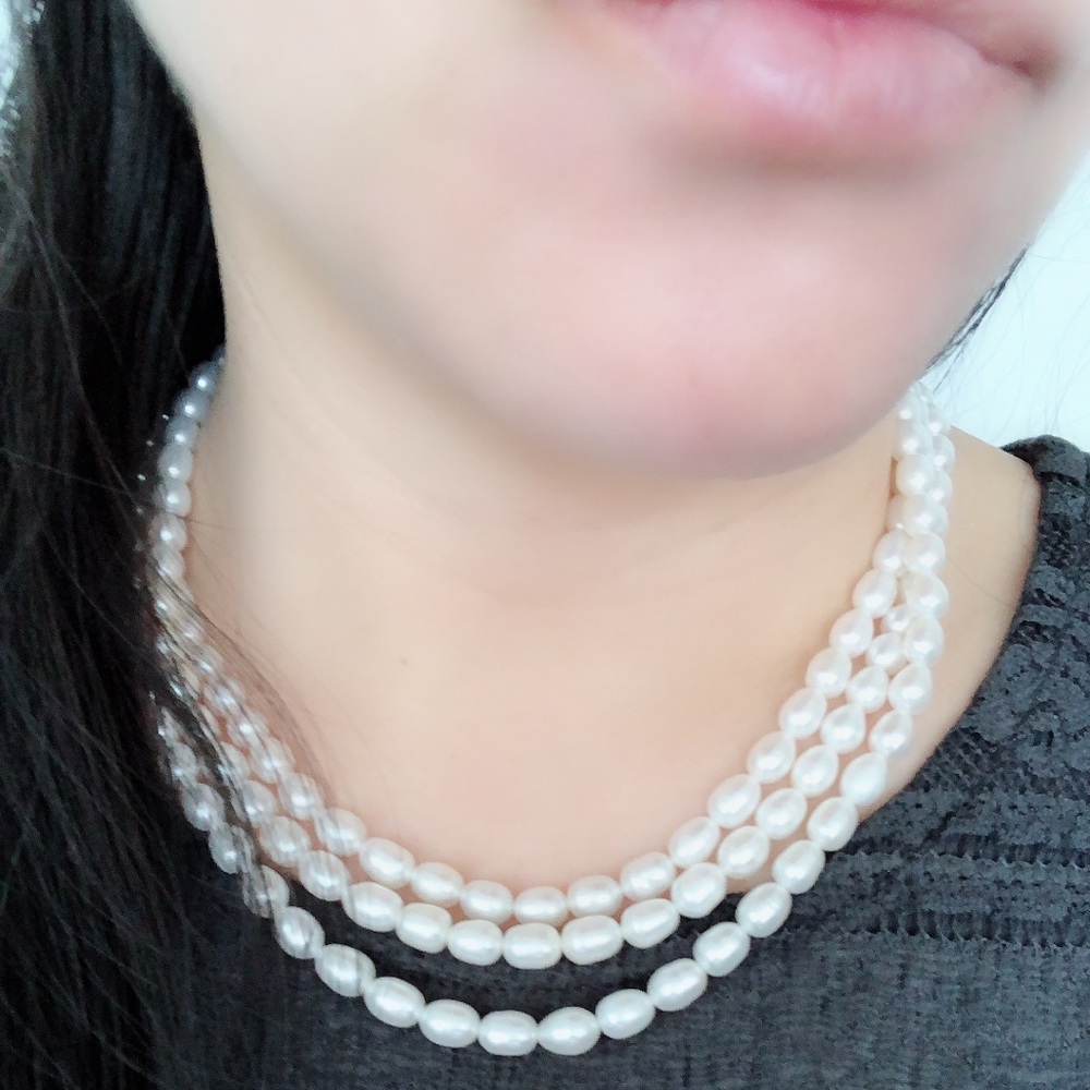 NEW Triple-Strand Freshwater Peal Necklace - Picture 2 of 7